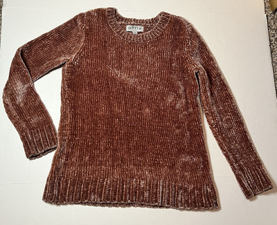 ORVIS Women's Sweater SMALL Chenille Pullover Tunic Mute Rust Orange Crewneck-image