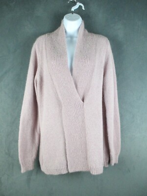 Soft Surroundings Sweater Womens Medium Mauve Pink V Neck Shawl Collar Soft Cozy-image