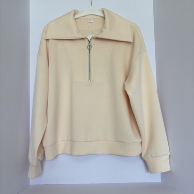 NWT Prinbara Womans Top XL Ivory Color Super Soft Cozy Relaxed Comfort 1/4 Zip-image