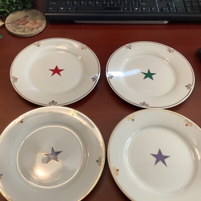 (8) Pier 1 Imports~7.5” Salad/Luncheon Plates~”CELEBRATION”~4 Different Colors~-image