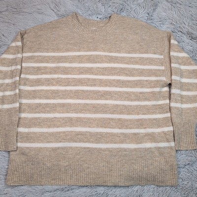 Ava & Viv Sweater Womens 2X Biege Soft Cozy Comfort Warm Striped Career Casual-image