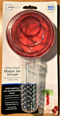 Mason Jar Infuser Lid, Wide Mouth, with Opening for Straw CHOOSE COLOR-image