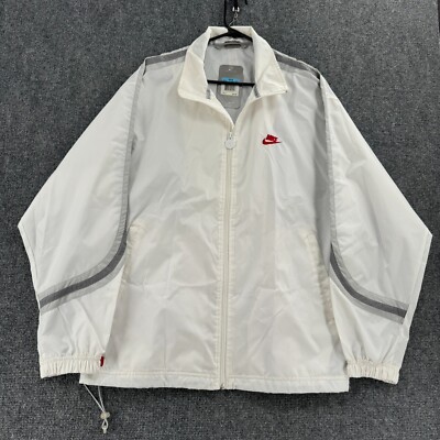 Vintage Nike Jacket Mens Medium White Windbreaker Full Zip Deadstock-image