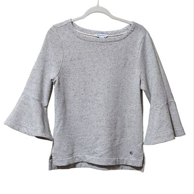 Tommy Bahama Gray Sweater Bell Sleeve speckles slight boat neck soft cozy Small-image