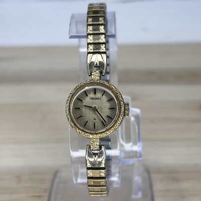 Vintage SEIKO Women Watch 11-0509 Stretch Band Gold Tone Manual Wind RUNS GREAT-image