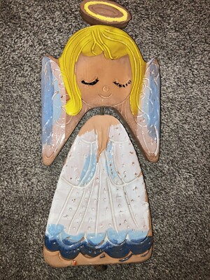 Angel Wind Chime Pottery Vintage Pacific Stoneware US 1970s Christmas Clay Patio-image