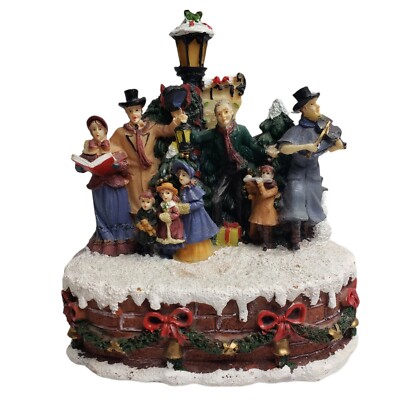 Vintage Christmas Carolers Wind up Village Figurine Resin Display Holiday -image