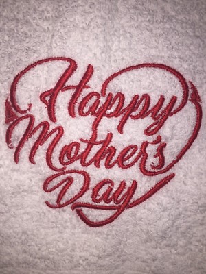 Embroidered White Bathroom Hand Towel- Happy Mother's Day in Heart HS0873-image