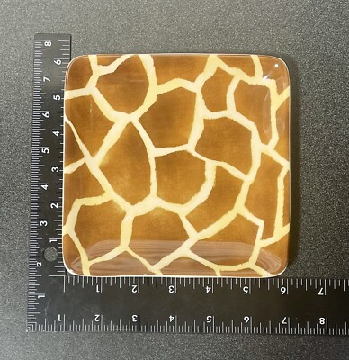 Pier 1 Giraffe Print Ironstone Square Dessert Appetizer Plate 6