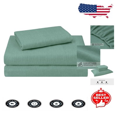 Plush Twin Flannel Sheet Set - Double-Brushed, Fits Up to 17