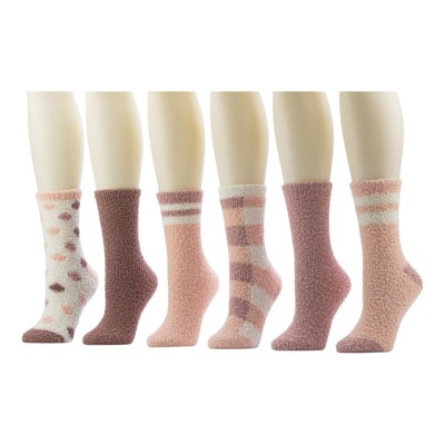 Women 6 Pair Pack Cozy Super Soft Sleep Lounge Socks Multi Pattern Demi Crew ...-image