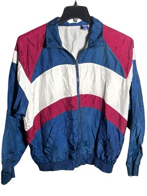 Vintage 90s Windbraker Lightweight Nylon Colorblock Red Blue White Small 80's-image