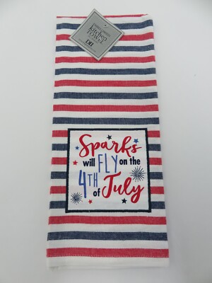 DII~ Embellished Kitchen Towel 18 x 28 inches ~ Sparks Fly July EMBL Dishtowel-image