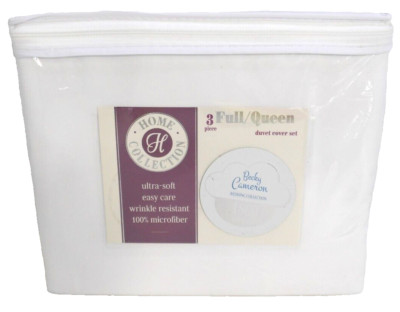 BECKY CAMERON Home Collection 1800 FULL / QUEEN White Duvet Cover & 2 Shams NEW-image