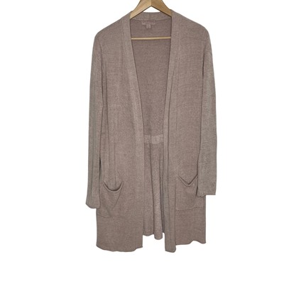 Barefoot Dreams Womens Cozy Chic Ultra Lite Cardigan Small Tan Pockets Soft -image