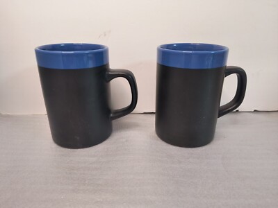 Pier 1 Imports Stoneware Coffee Mugs Cups Blue/Black -image