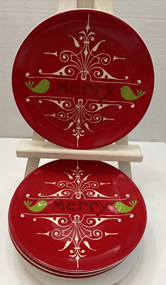 6 Pier 1 Imports Ironstone Merry Merry Red 8.75
