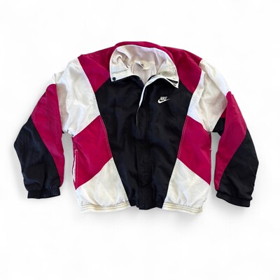 Vintage Nike Wind Breaker Adult Size Large Pink Long Sleeve Full Zip Color Block-image