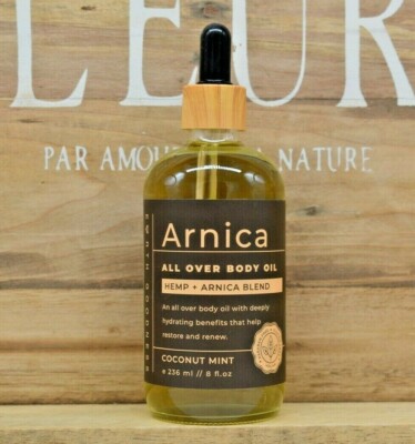 EARTH GOODNESS Arnica  Hemp + Arnica Blend Coconut Mint All Over Body Oil 8oz -image