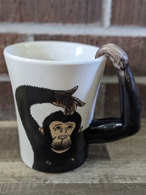 Hand Painted Monkey 3D Large Stoneware Coffee Mug 5