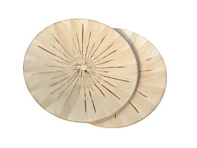 2 Pier 1 Import SANCTUARY Brown Sunburst  Beige 8.5’’ Stoneware Salad Plates -image