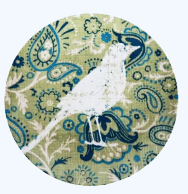 Pier 1 Imports Porcelain 8in Green & Blue Paisley Bird Replacement Desert Plate-image