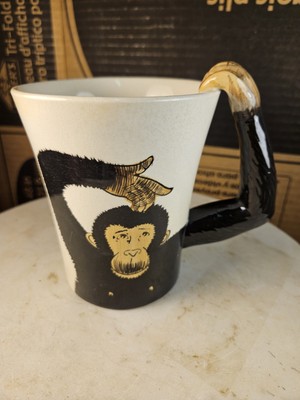 Pier 1  Imports Hand Painted Chimpanzee Coffee Tea Mug 3D Monkey Arm Handle -image