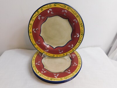 A5 - Pier 1 Imports Hand Painted Stoneware Vallarta Dinner Plates Lot of 3-image