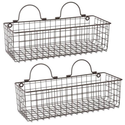 Design Imports Z02020 Medium Rustic Bronze Wire Wall Basket - Set of 2-image