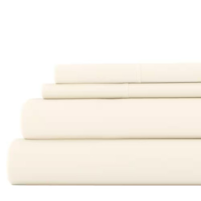 4-Piece Ivory Solid Microfiber Full Sheet Set-image
