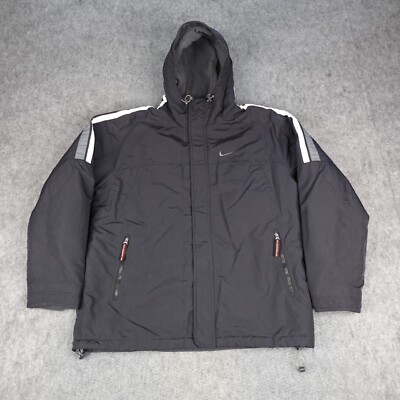 Vintage Nike Jacket Mens XL Black Waterproof Fleece Lined Coat Puffer Parka Y2K-image