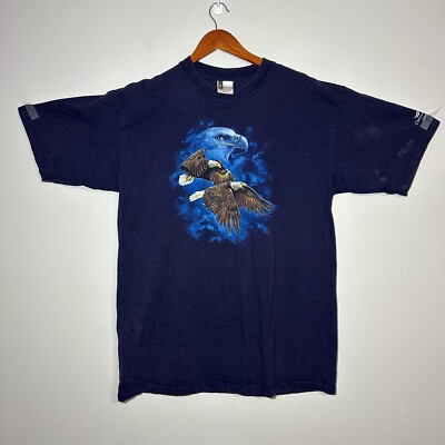 King Vintage Bald Eagle Animal Nature Chinook Winds Resort Casino Mens XXL Blue-image