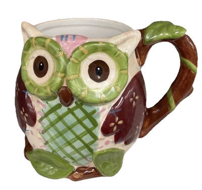VTG Pier 1 Imports Hand Painted 16 oz. Decorative Olli The Owl Coffee Mug Cup-image