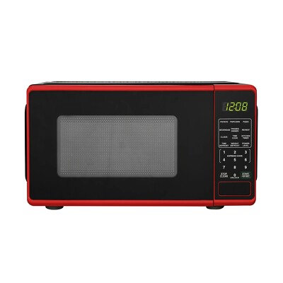 Mainstays 0.7 Cu ft Countertop Microwave Oven, 700 Watts, Red-image