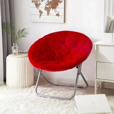 New Faux Fur redish/pink half moon foldable chair-image
