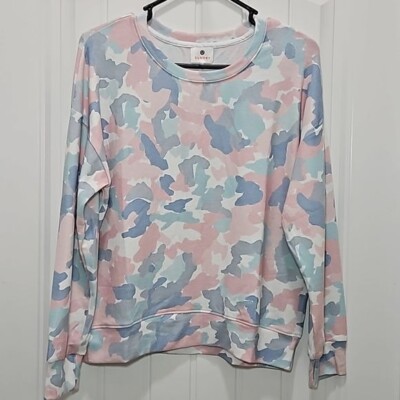 Sundry Abstract Camouflage Loungewear Top Women's Size Small Loungewear Cozy-image