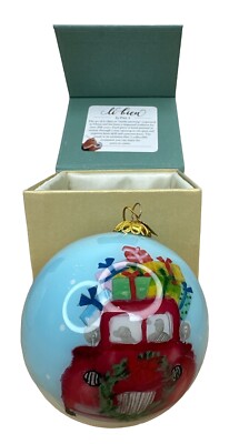 Pier 1 Imports Li Bien 2019 Christmas Ornament Red Truck Hand Painted W/ Box-image