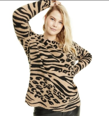 Charter Club Cashmere Soft Cozy Boho Leopard Print Luxury Sweater SP Mob Wife-image