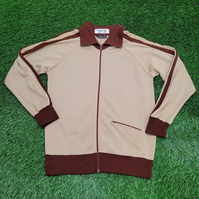 Vintage 80s JC-Penny Tennis Track Jacket Medium 20x27 Brown-image