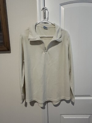 Comfort Corner 1/4 Zip Size XL Ivory lightweight fleece sweatshirt women. COZY-image