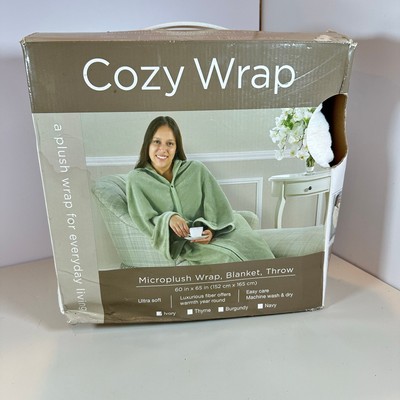 Cozy Wrap Microplush Wrap Blanket Throw Wearable Blanket 60x65 Ivory-image