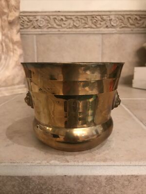 Vintage Solid Brass Vase * Brass & Enesc Imports Design* 4” Tall Made in India-image