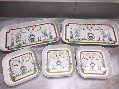 Vintage Design Imports 5 Pc Set Swan Melamine Tray 3 Mini trays 2 Lg Trays-image
