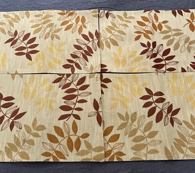 Pier 1 Imports PLACEMATS Gold Rust Leaves SET OF 4 Machine Washable Fabric-image