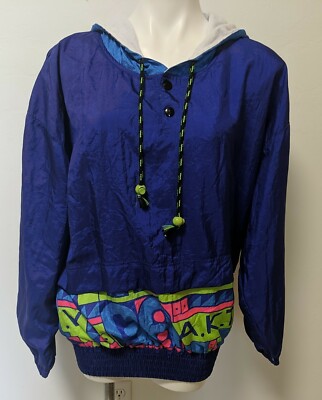 Neon Vintage Gitano 80's  Women's Wind Breaker Jacket Retro Size Large-image