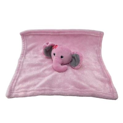 Pink Elephant Plush Lovey Security Blanket Blankie Cozy Small approx 13