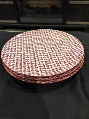 Mainstays Chiara 3 Piece Stoneware Round Red Dinner Plates, Dishwasher Safe-image