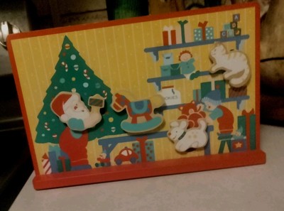 Vintage New Wind Up Moving Santa Claus Work Shop/ Plays “Toyland” Musical Toy-image