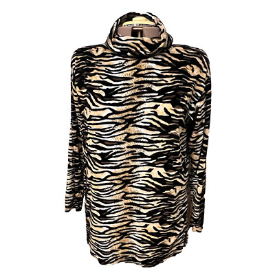 Unbranded.  Size 1X.  Tiger Animal Print Fleece Cowl/Turtle Neck. Top PJs.  B117-image