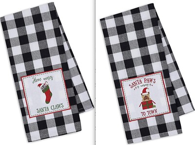 DII Design Imports Dish Towel Holiday Christmas Pet Cat Dog Set 2 Gift Kitchen-image